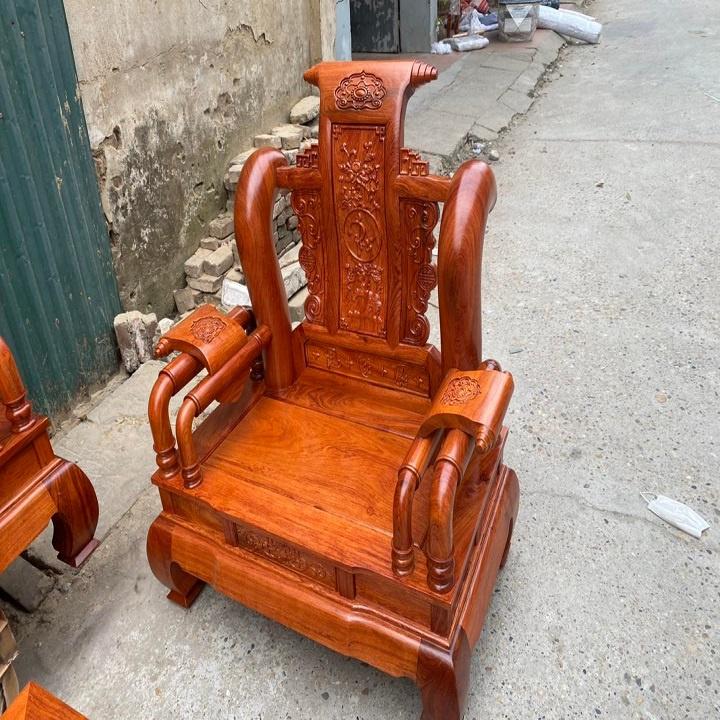 Bộ bàn ghế Tần Thuỷ Hoàng tay 12 gỗ hương đá ( Cột liền , yếm liền ) 6 món hàng đẹp