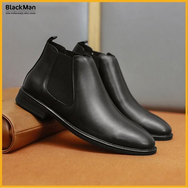 Giày tăng chiều cao bốt nam BLACKMAN Chealse Boot nam cao cấp màu ĐEN GC33