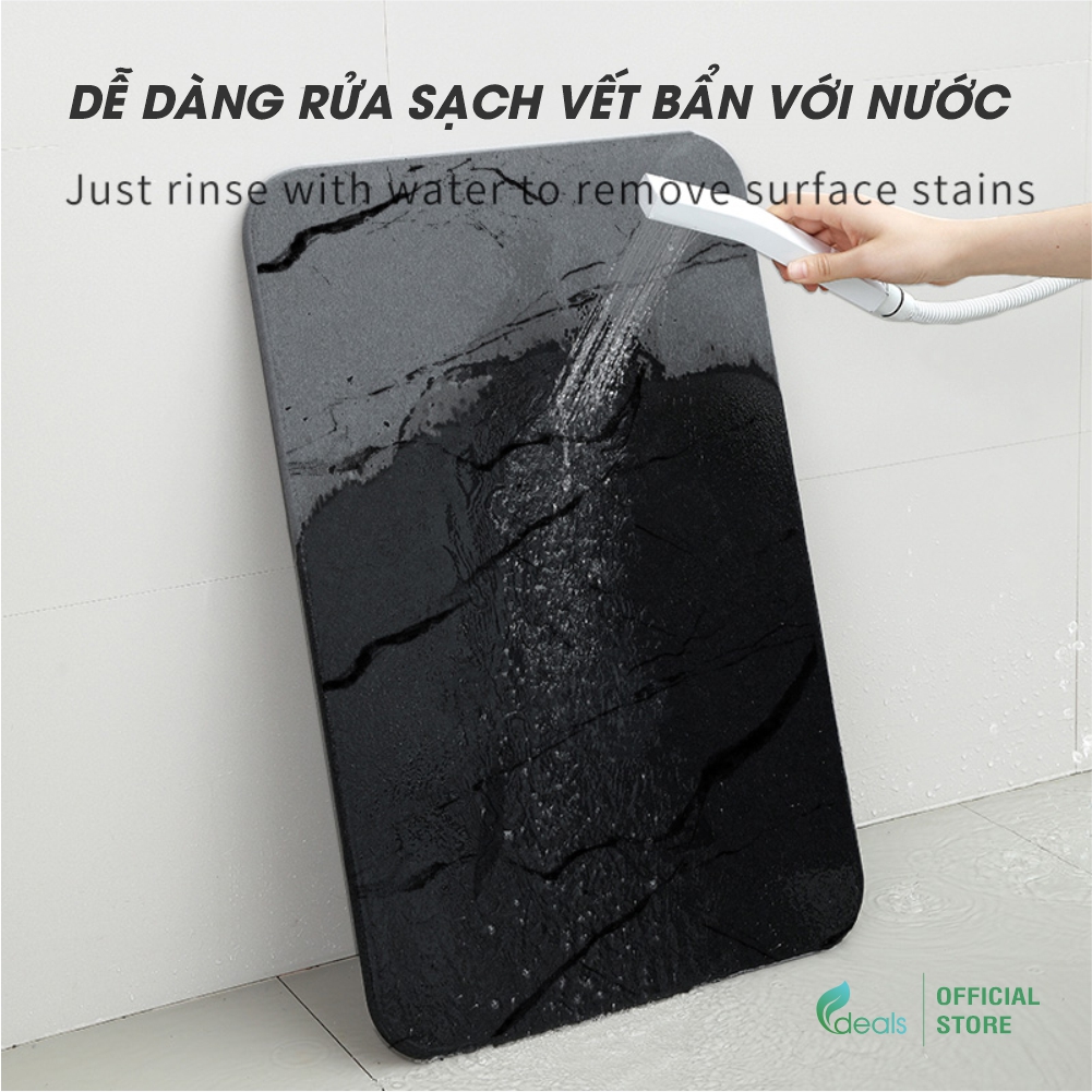 Thảm đá Diatomite Tây Á siêu hút nước ECODEALS loại cao cấp - Siêu hấp thụ nước, chống trượt, kháng khuẩn và nấm mốc - Kích thước 60x39 cm