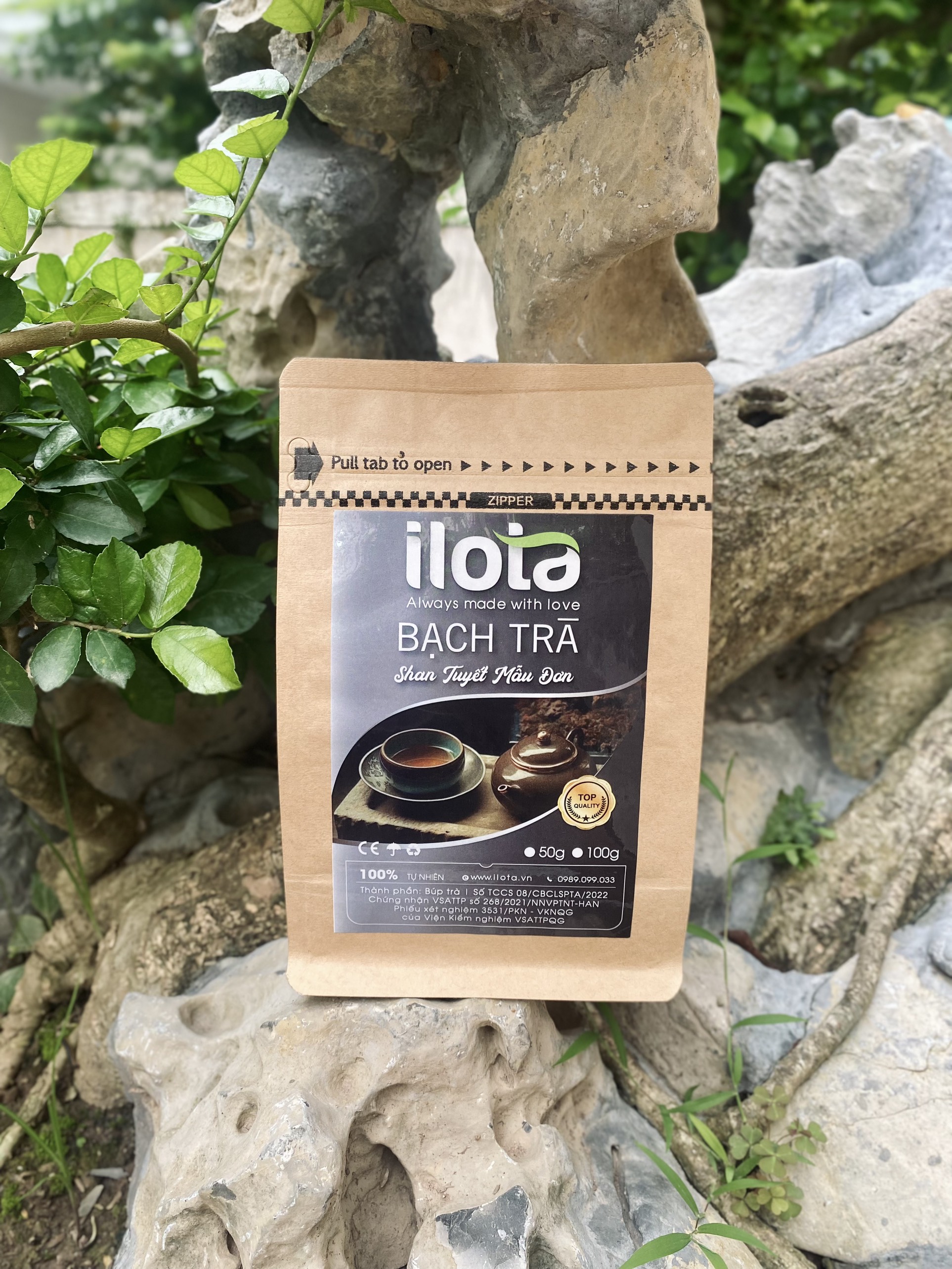 Bạch Trà Mẫu Đơn - Trà Shan Tuyết Cổ Thụ đỉnh Tây Côn Lĩnh Hà Giang loại 1 túi 50gr