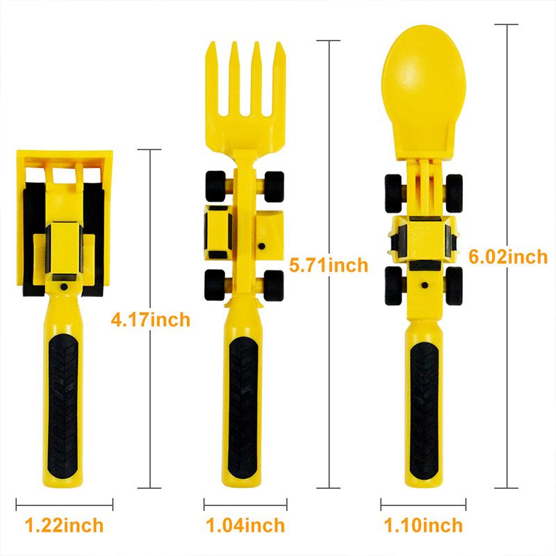 3 Bộ Đồ Ăn Cho Trẻ Em Ô Tô Xe Ủi Máy Xúc Xẻng Dao Kéo Trẻ Em Bộ Đồ Ăn Chất Liệu An Toàn Đồ Dùng Trẻ Em Muỗng Nĩa Bộ