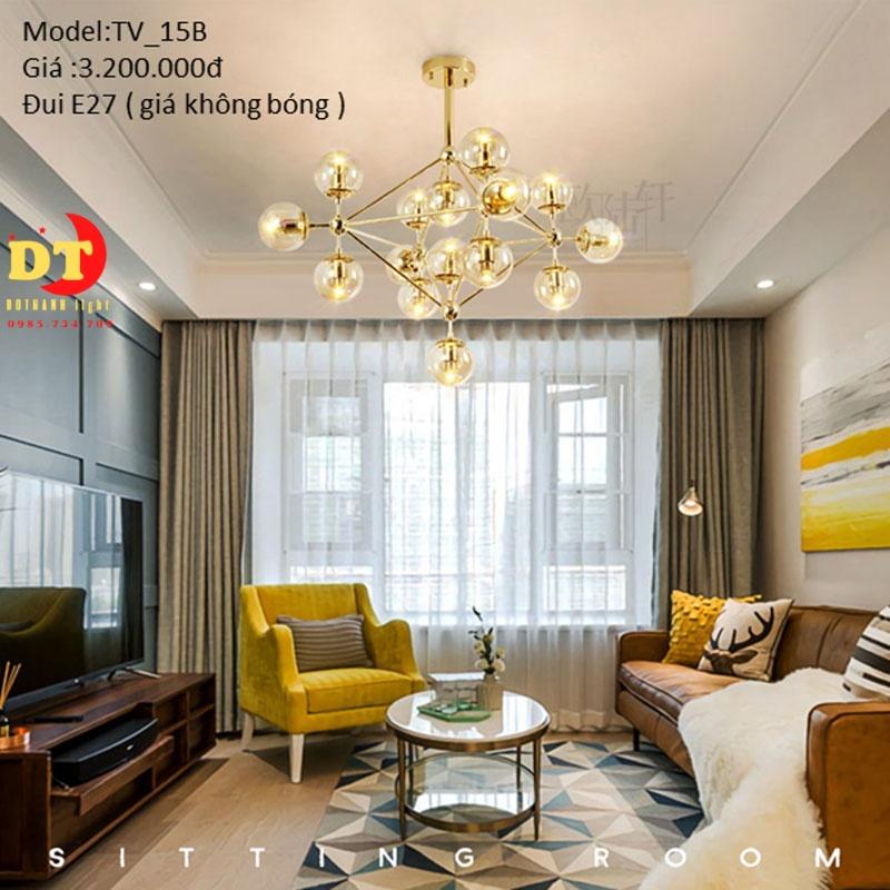 Đèn chùm hiện đại phòng khách chung cư HT LQ