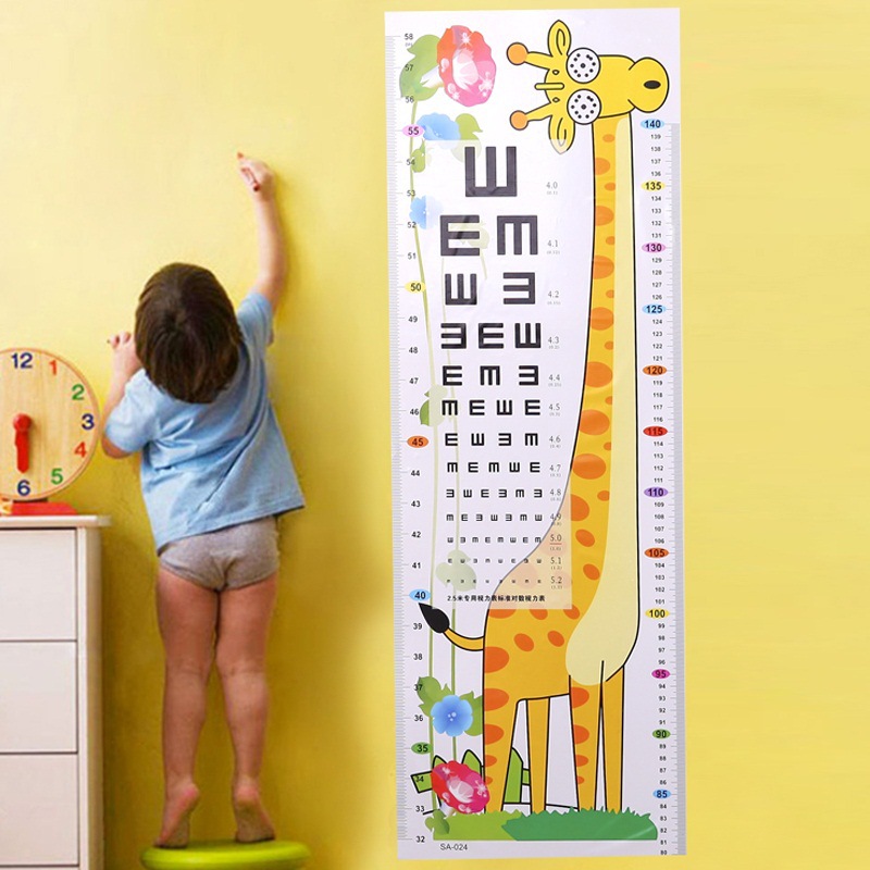 Decal Dán Tường Đo Chiều Cao Và Thị Lực Họa Tiết Hoạt Hình Ngộ Nghĩnh Cho Bé