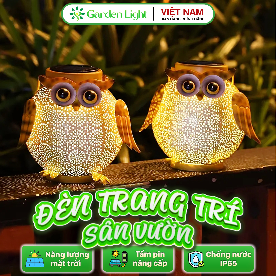 Đèn trang trí năng lượng mặt trời hình cú ngộ nghĩnh, tiết kiệm điện, bóng siêu sáng, chống thấm nước - DA3179