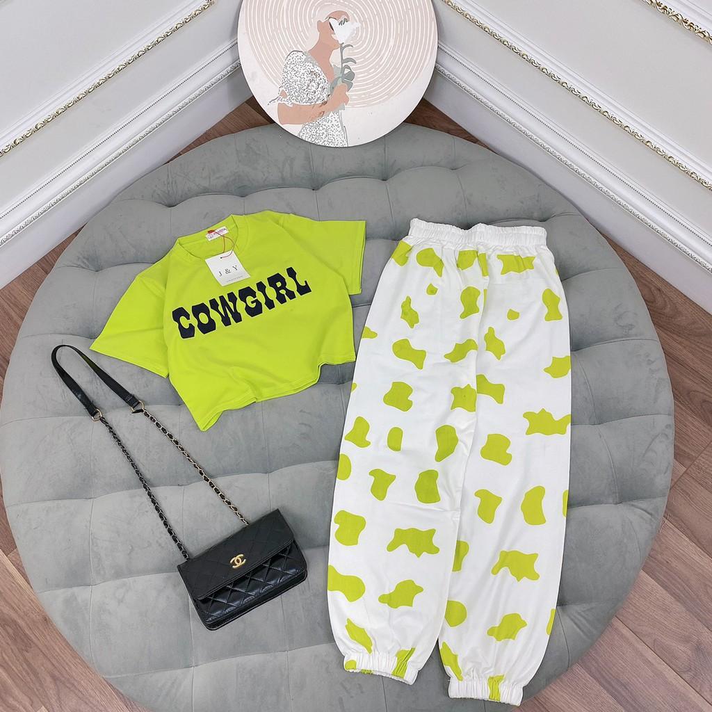 Set áo crtop "cowgirl" mix quần bò sữa đốm 3 màu hót dã man