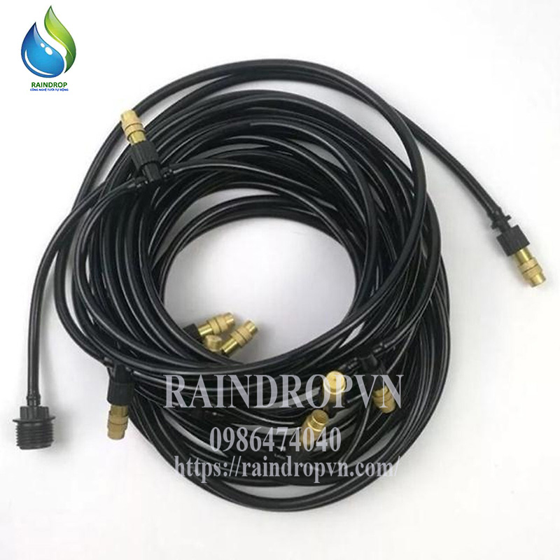 Bộ KIT Phun Sương Tưới Cây 12 Béc Bằng Đồng Cao Cấp kèm van hẹn giờ pin