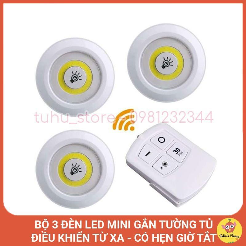 Bộ 3 Đèn Led Không Dây Kèm Điều Khiển Dán Tường 2 Chế Độ