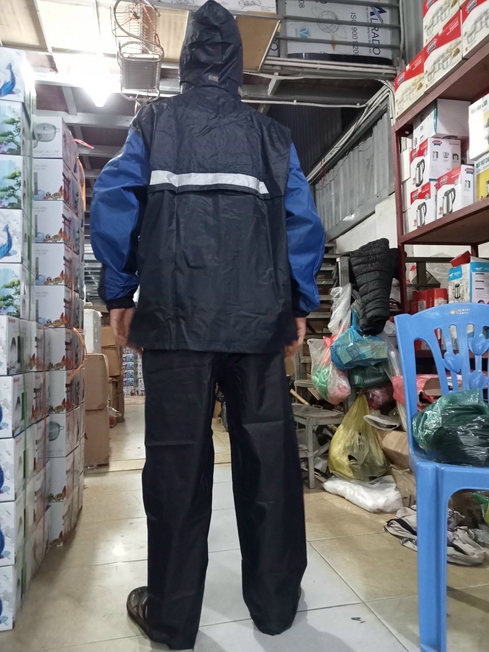 Bộ quần áo mưa phản quang vải chống thấm cao cấp