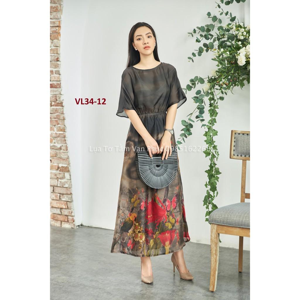 Váy Lụa In Hoa 3D Cao Cấp