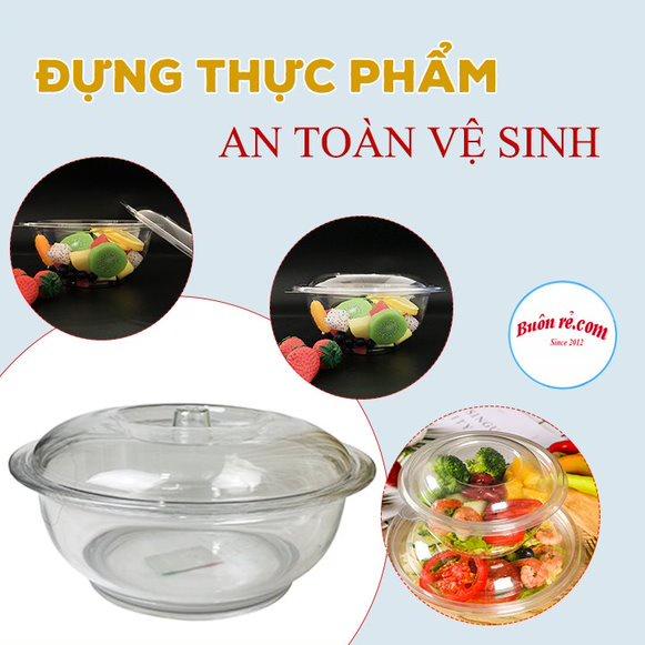 Tô cơm, Bát đựng canh, Đựng thực phẩm Có Nắp Đậy Nhựa Phíp Trong Suốt Chịu Nhiệt Tốt - Âu Phíp Tròn Trong Suốt Có Nắp