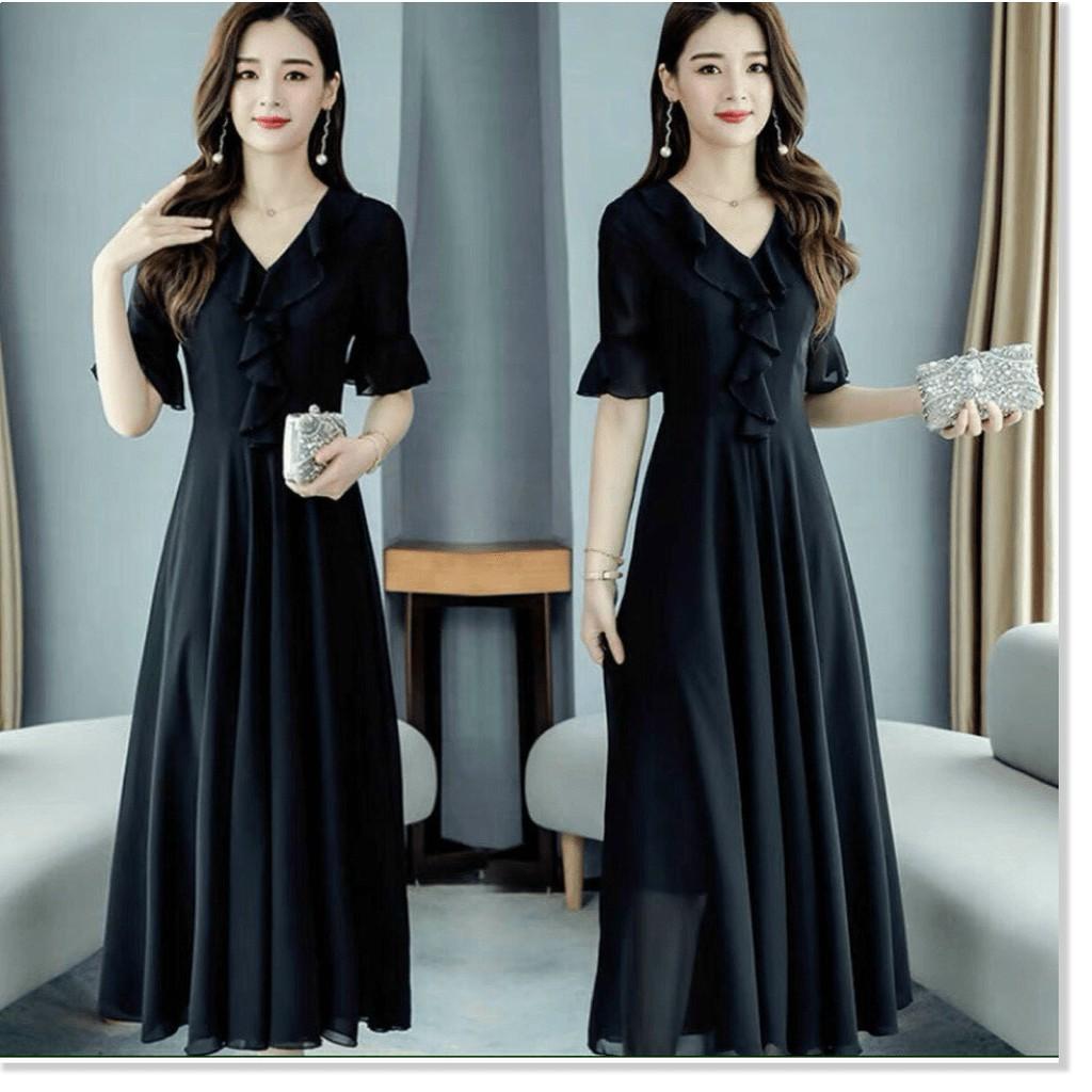 ĐẦM VOAN Ý,THIẾT KẾ HỌA TIẾT TRƠN NHƯNG KHÔNG KÉM PHẦN SANG TRỌNG LANA FASHION