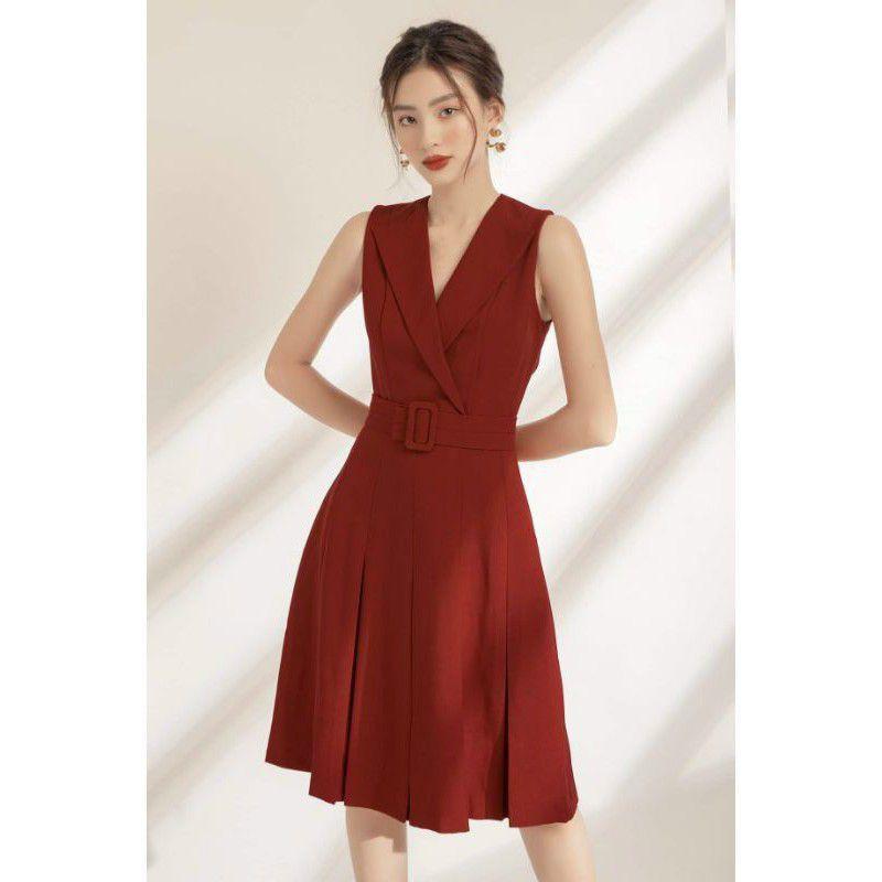 Đầm Nữ CỔ VEST KÈM Đai EO