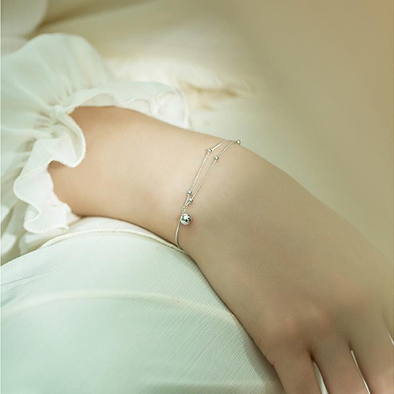 Vòng tay nữ bạc Ý s925 chuông nhỏ 2 lớp S3152 - AROCH Jewelry