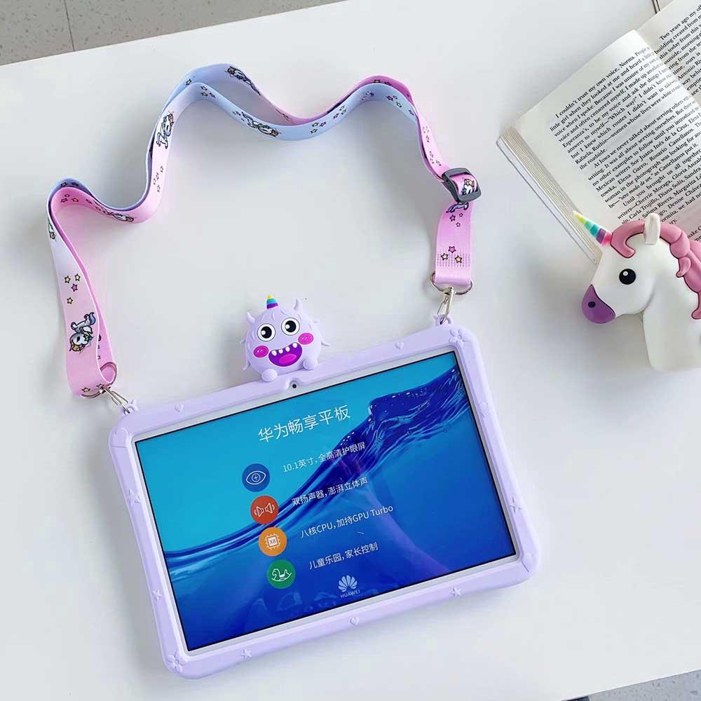 Ốp Lưng Silicone Mềm Chống Sốc In Hình Quái Vật Với Dây Đeo Cho Samsung Tab A7 10.4 Inch T500 / T505 / T507 2020