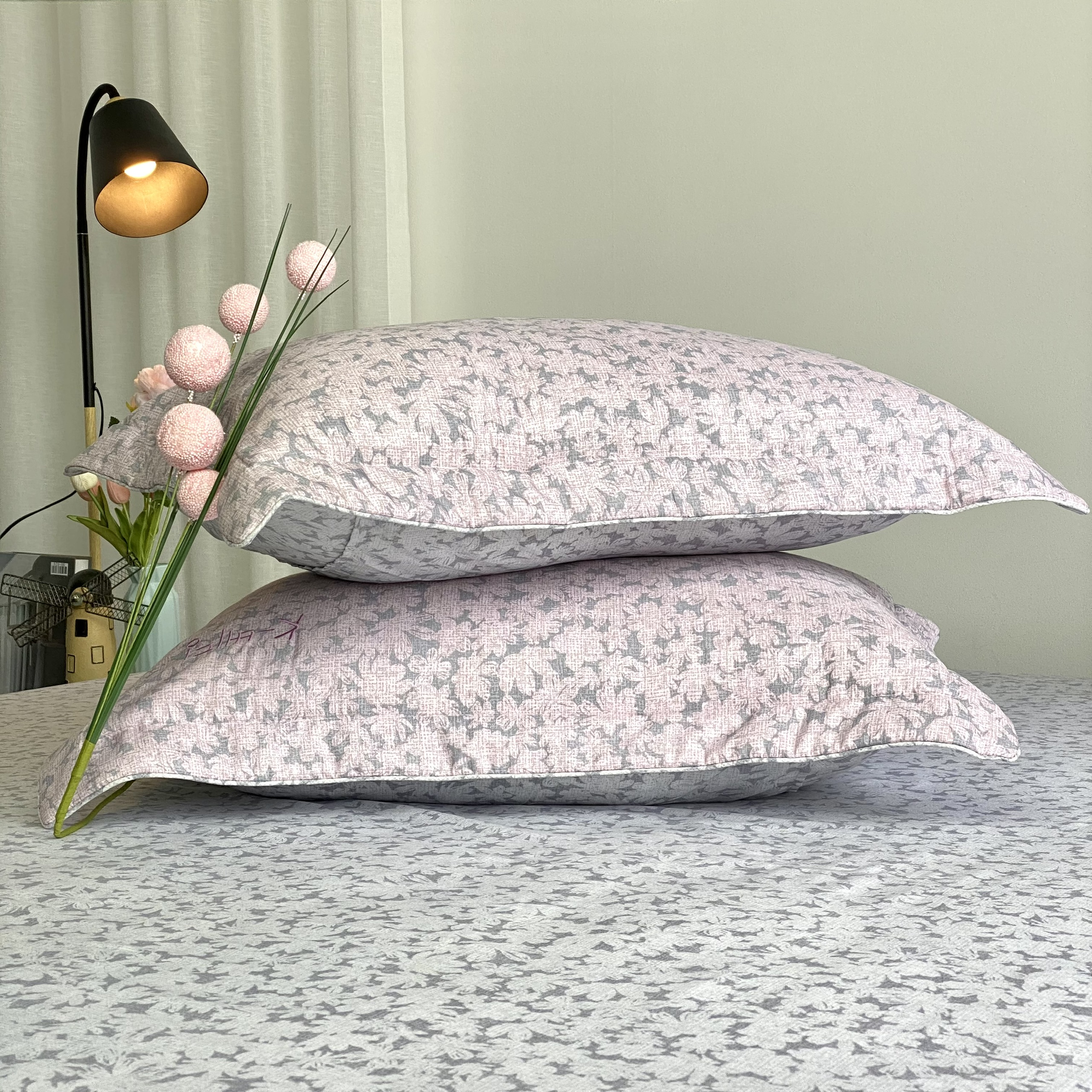 Bộ ga giường  KBedding by Everon KMTP 113 Microtencel Hồng in hoa (4 món)