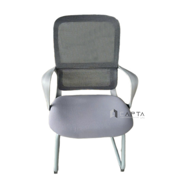 Ghế phòng họp màu xám CM4550-2M Nội thất Capta Ghế văn phòng tiếp khách chân quỳ khung nhựa xám lưng lưới nệm lưới vải xám tay nhựa office chair hcm