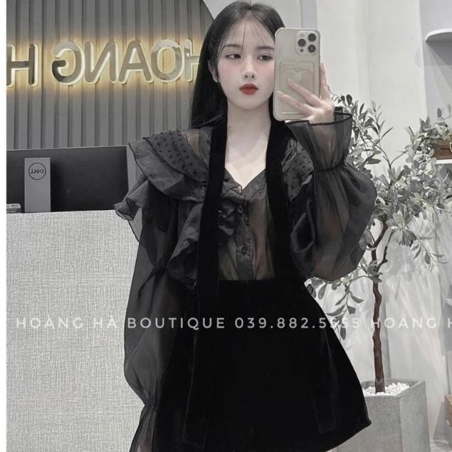 Set bộ nữ, áo voan tơ nhún bèo ngực cực bánh bèo Trendy Clothing