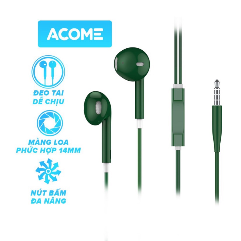 [Gift] Tai Nghe Nhét Tai ACOME AW01 Âm Thanh HD Tích Hợp Mic Đàm Thoại Và Điều Chỉnh Âm Lượng (Hàng chính hãng)