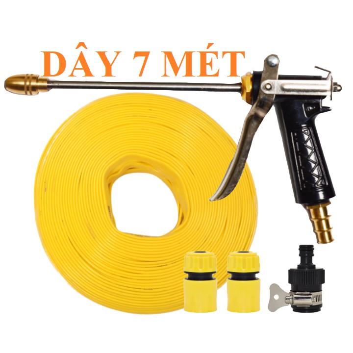 Bộ dây vòi xịt nước rửa xe, tưới cây , tăng áp 3 lần, loại 7m,10m 206318 đầu đồng,cút,nối đen + túi đựng bút