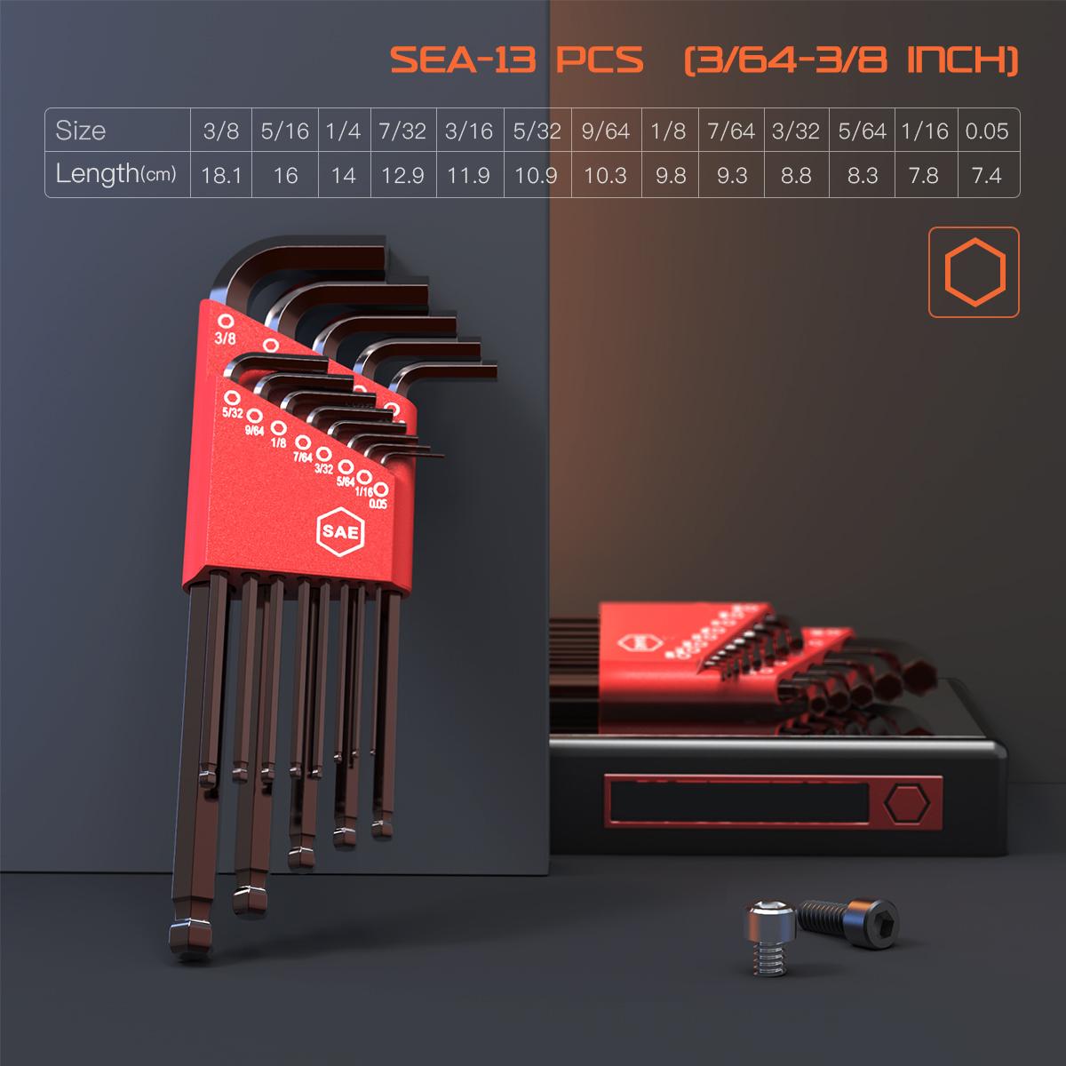 Allen Wrench Set 35 Piece Hex Key Set Metric Allen Key Set S2 Steel And CRV SAE 3/64-3/8 inch / MM 1.5-10mm / TORX T10-T50, Long Arm Ball End Allen Wrenches Sets Bonus Free Strength Helping T-Handle