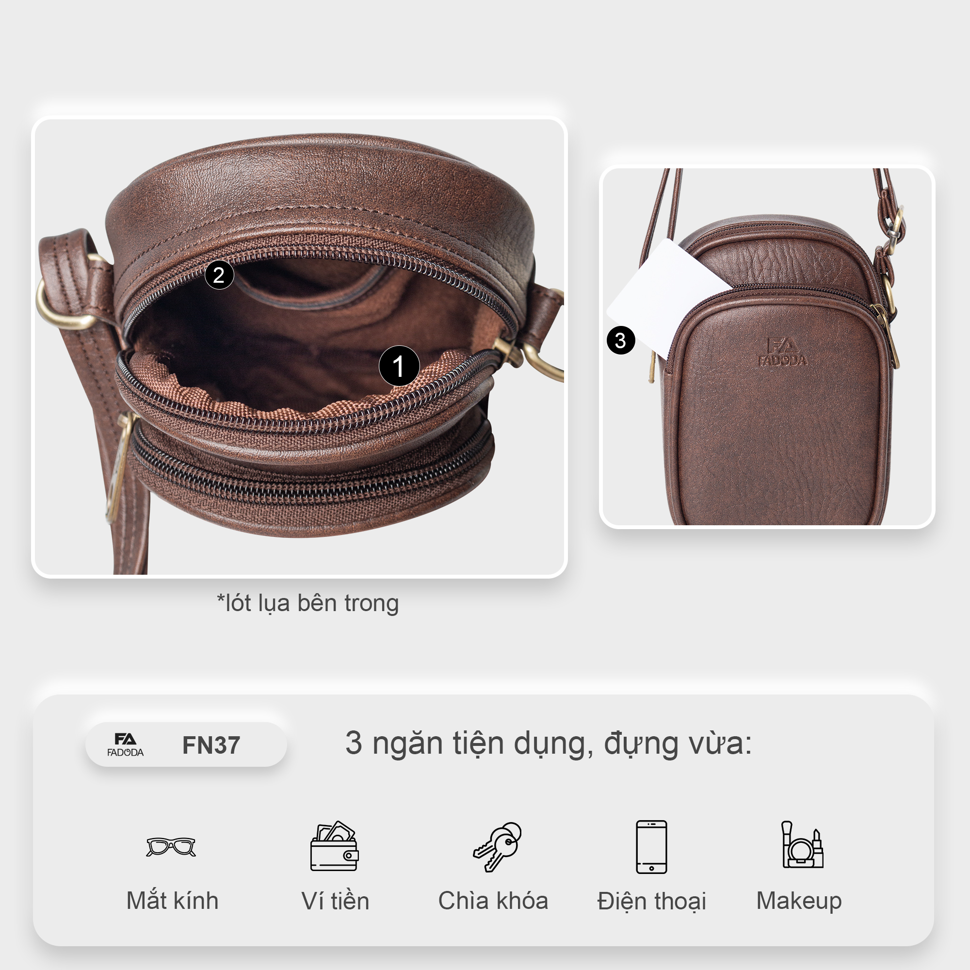Túi đeo chéo nữ mini đựng điện thoại fadoda FN37