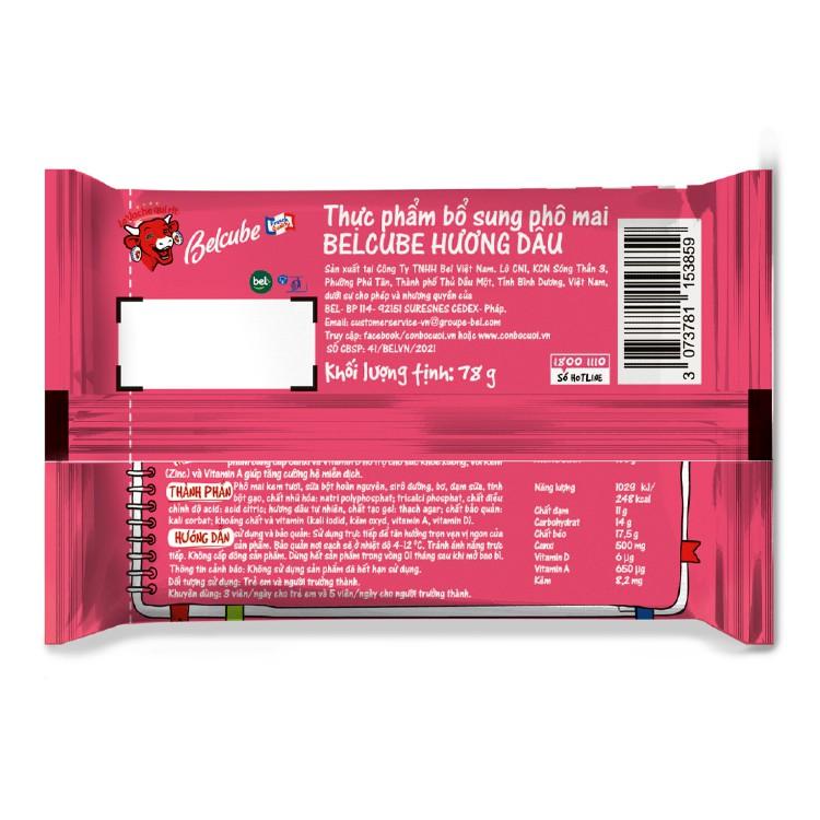 Combo 3 gói Phô Mai Vuông Belcube Vị Dâu Hỗ Trợ Hệ Miễn Dịch