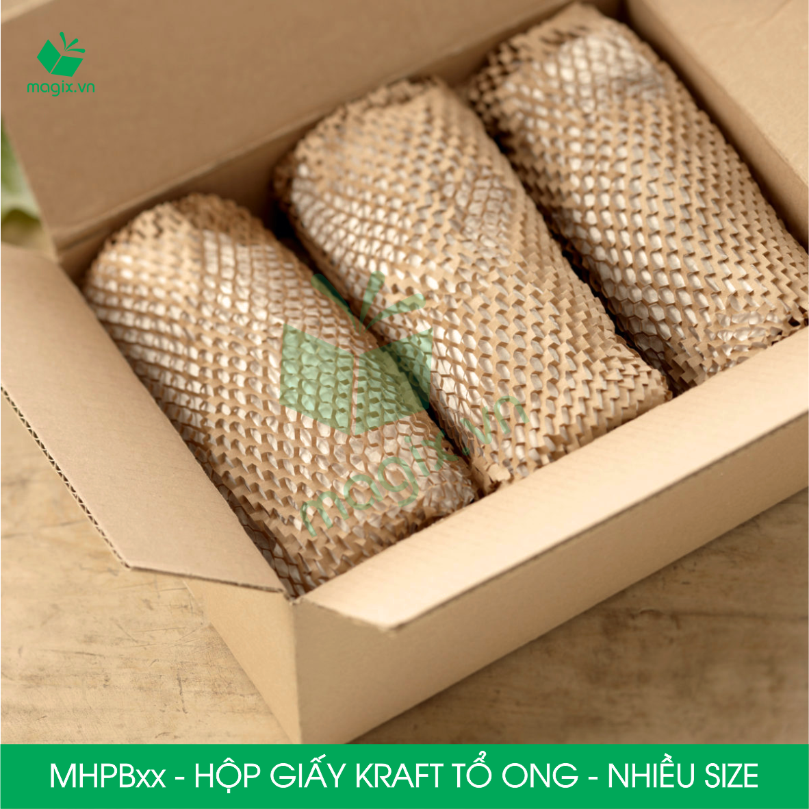 MHPB - Hộp giấy Kraft tổ ong chống sốc thay thế bóng khí xốp hơi đóng hàng - Nhiều màu - Nhiều kích thước