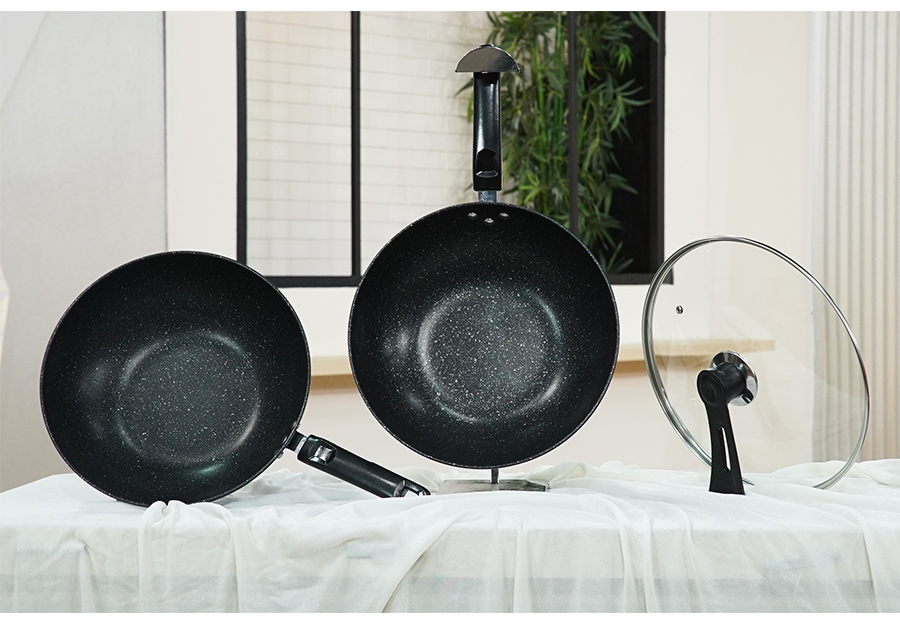 Bộ chảo đá carbon sâu lòng 30cm không kèm 1 nắp thủy tinh 30cm