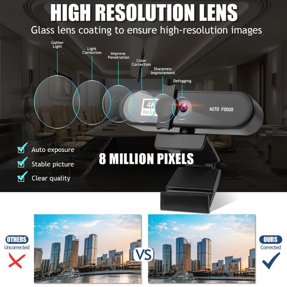 Camera cho máy tính tự động lấy nét thích hợp cho văn phòng 1080P Full HD Web Cam 2K 4K