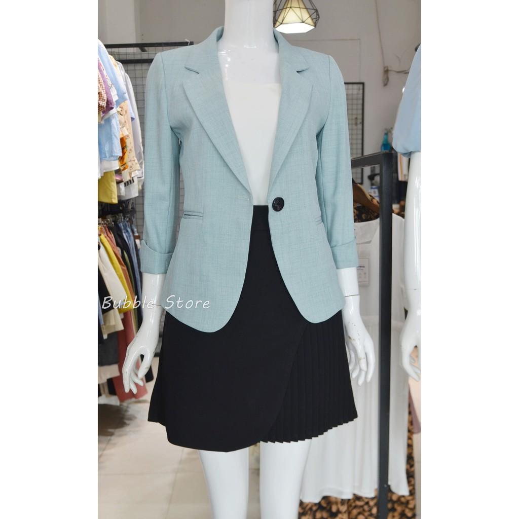 Áo vest nữ, vest công sở, blazer thu đông tay lửng một cúc Size S/M/L/Xl