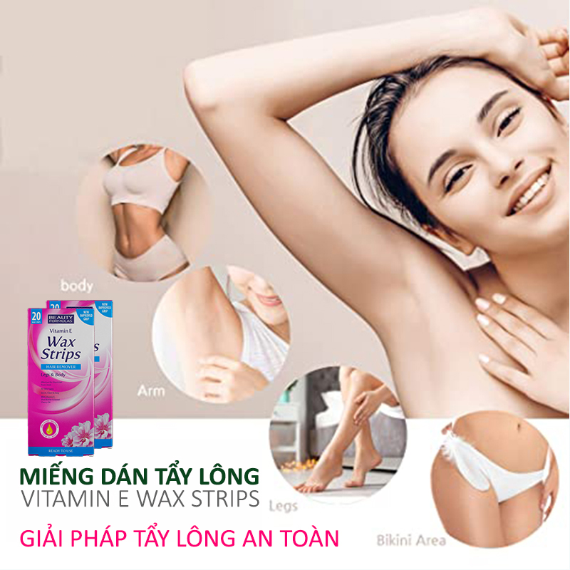 Miếng dán tẩy lông Beauty Formulas Wax Strips Legs and Body - hộp 20 miếng