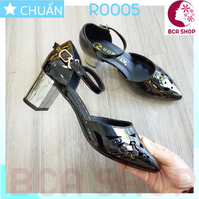 Giày cao gót nữ cao 5 phân RO005 ROSATA quai sau cài và mũi cắt bằng tia laze độc lạ, sang trọng, đẳng cấp - màu đen