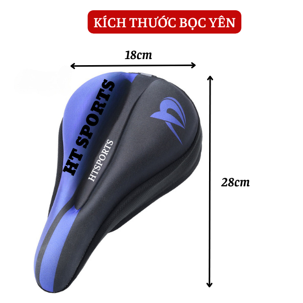 Bọc yên xe đạp thể thao HT-SPORTS bọc silicone dày êm thoáng khí, có phản quang đi đêm tặng kèm bọc mưa