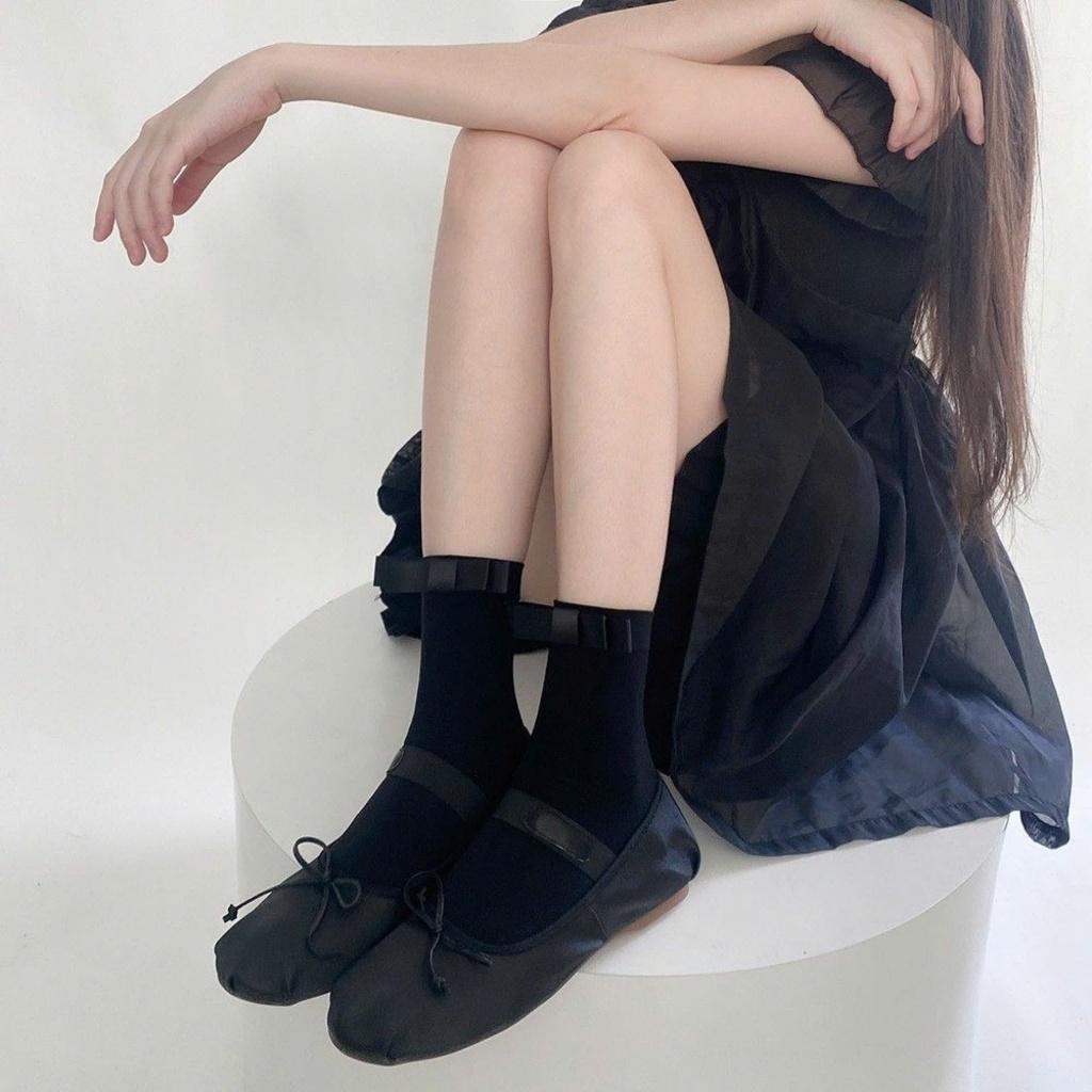 Tất, vớ cao đến bắp chân ĐÍNH NƠ CHỮ NHẬT phong cách Lolita NhậtBản trẻ trung, thanh lịch có nhiều màu lựa chọn cho nữ Women