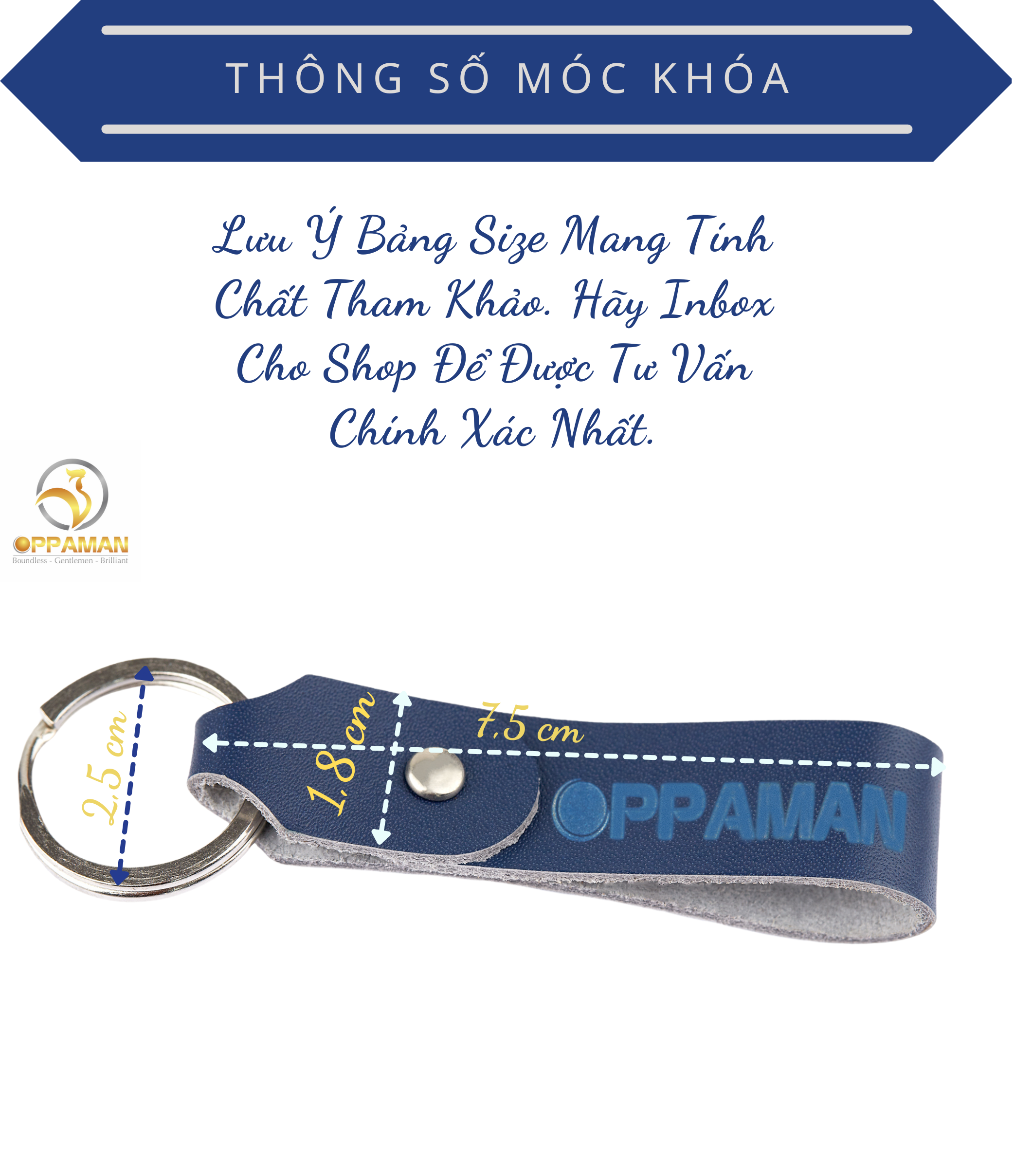 [GIFT] Móc khóa da bò Oppaman bền không rỉ sét hàng cao cấp OMK1