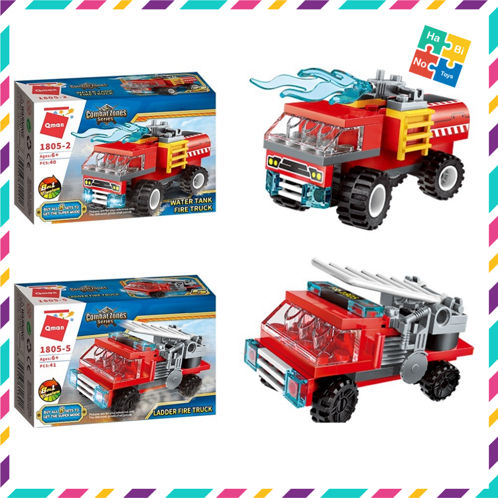 Đồ Chơi Xếp Hình Thông Minh Lego Qman 1805 Xe Ô Tô Cứu Hỏa 313 Mảnh Ghép 8 Trong 1 Cho Trẻ Từ 6 Tuổi