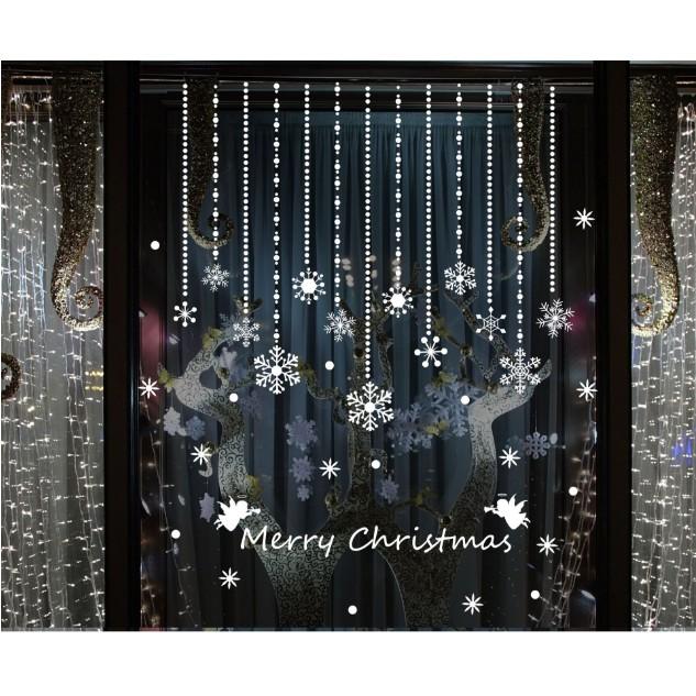 Decal trang trí Noel - Rèm dây kim tuyến hoa sao