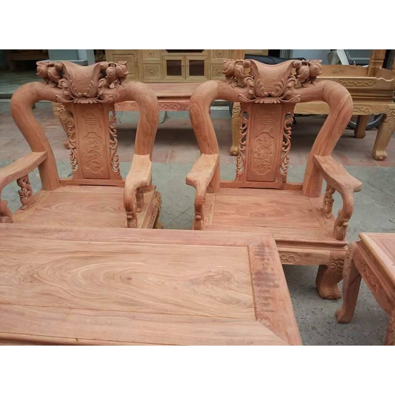 Bộ bàn ghế gỗ phòng khách minh quốc đào gỗ hương đá