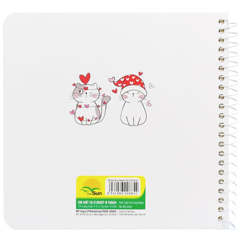 Sổ Lò Xo Teen Không Kẻ Có Chấm 80gsm Sweet Cats - The Sun - Mẫu 2