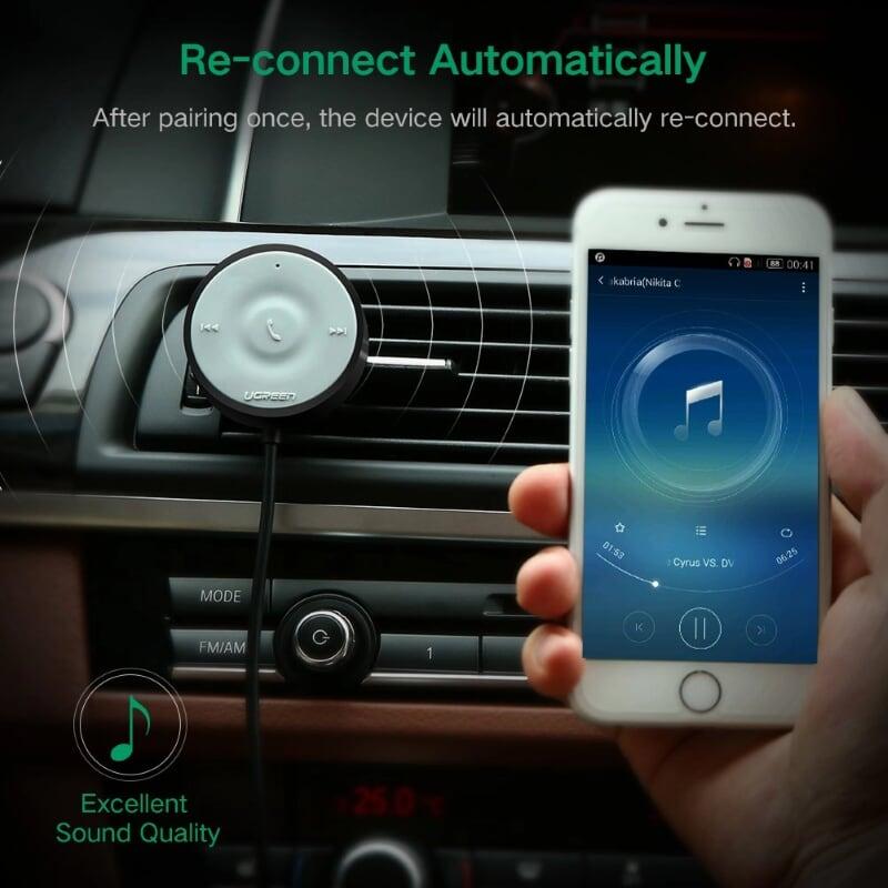 Ugreen UG30447CM124TK BT 4.1 màu Đen Thiết bị nhận âm thanh Bluetooth trên xe hơi chuẩn 3.5mm - HÀNG CHÍNH HÃNG