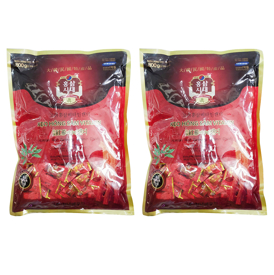 Combo 2 Gói Kẹo Cứng Hồng Sâm Vitamin DWI Korean Red Ginseng Vitamin Candy ( 800g)