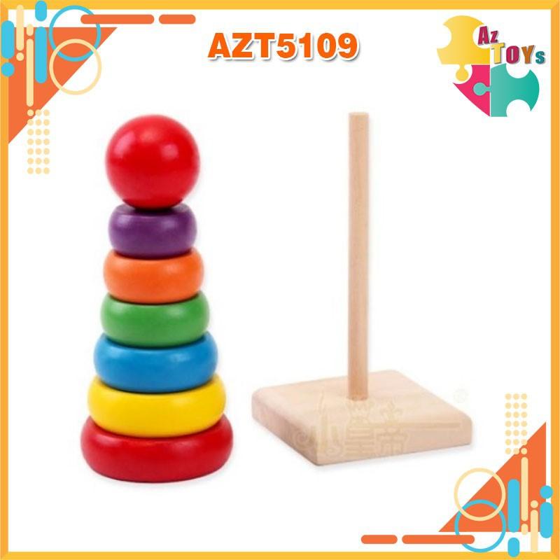 Tháp Gỗ Cầu Vồng Nhiều Màu Cho Bé - AZT5109