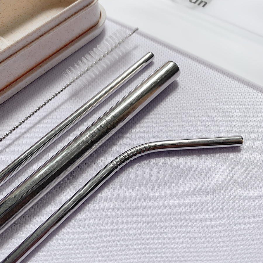 Set Hộp 3 Ống Hút Inox 304 Kèm Cọ Rửa Có Mix Màu Ngẫu Nhiên