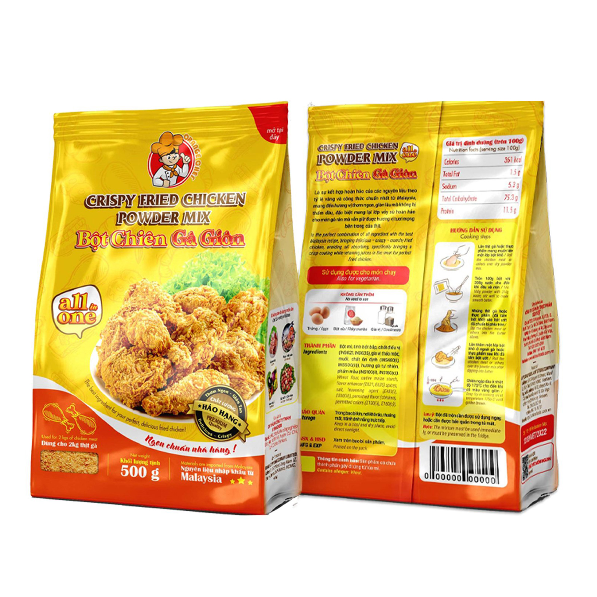 Bột chiên gà giòn KFC All in One | Túi 500G - Nguyên liệu thượng hạng nhập khẩu từ Malaysia