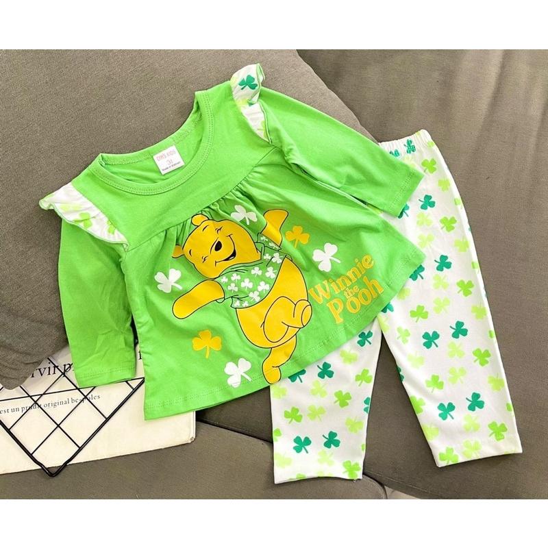 Bộ dài bé gái thun cotton borip chính phẩm dáng babydoll