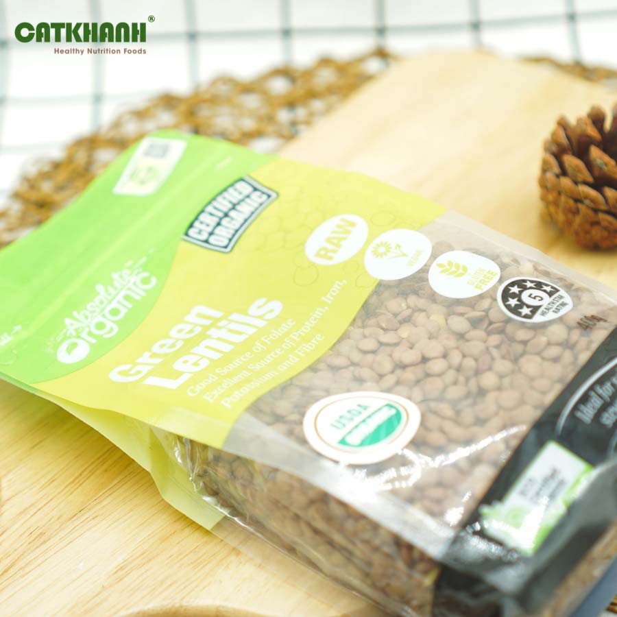 Đậu lăng xanh Green Lentils Absolute Organic  túi 400g