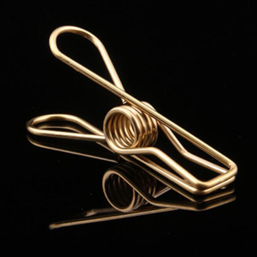 40 Clothes Clip Multipurpose Peg Clamps Stainless Steel Golden Wire