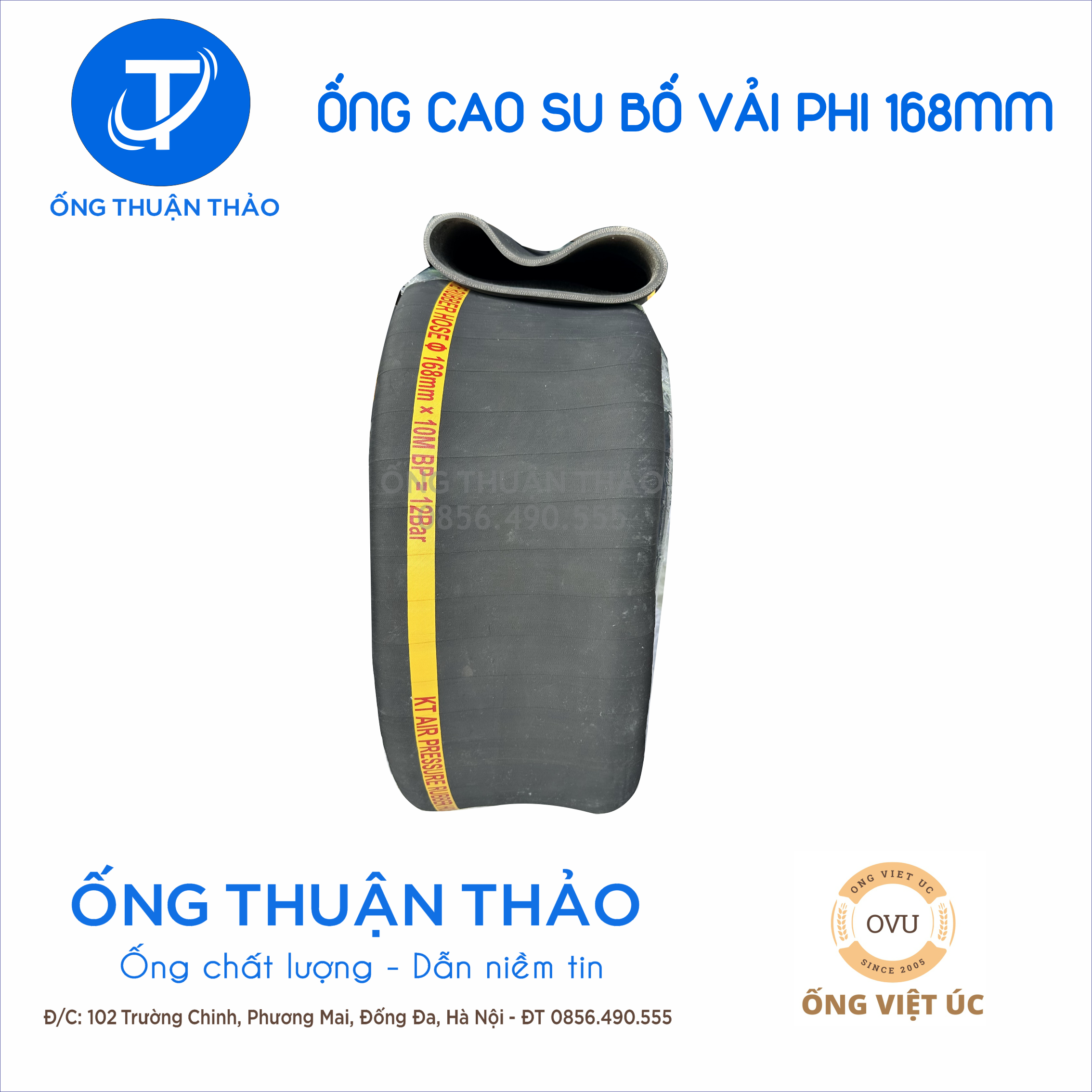 Ống cao su bố vải KT phi 170MM CUỘN 10 MÉT Nhập Khẩu - Ống Chống Phá Chống Nổ THUẬN THẢO