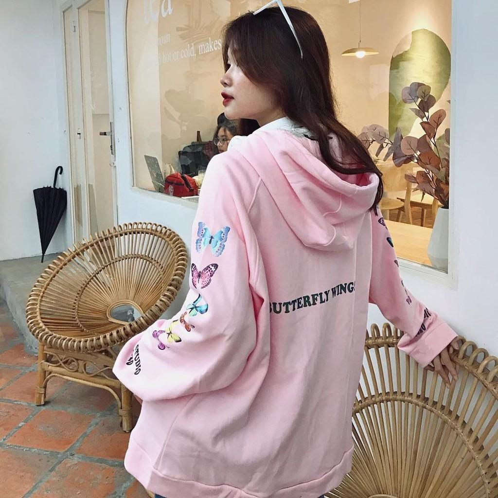 ÁO KHOÁC NỈ HỒNG ĐEN KIỂU DÁNG ÁO KHOÁC HOODIE FORM RỘNG PHỐI MŨ