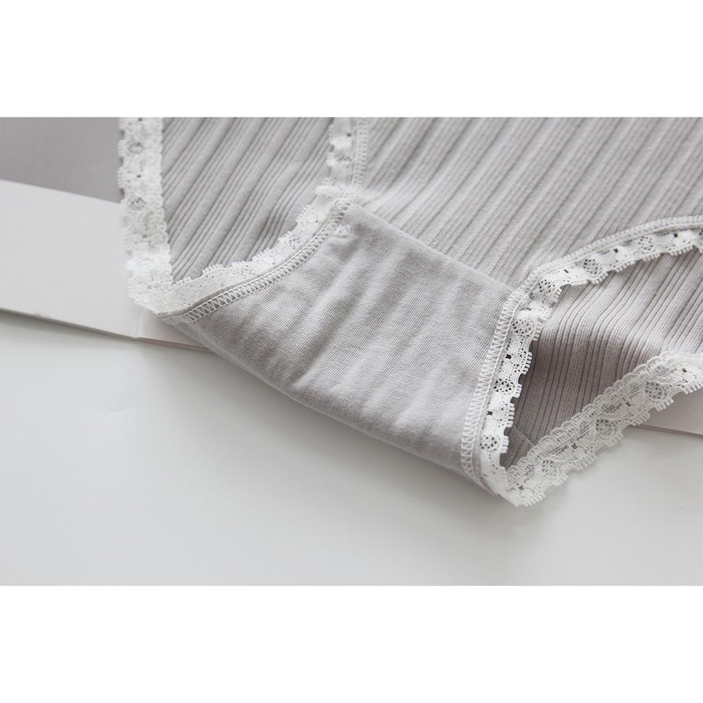 Quần lót nữ viền ren chất cotton len sợi tăm